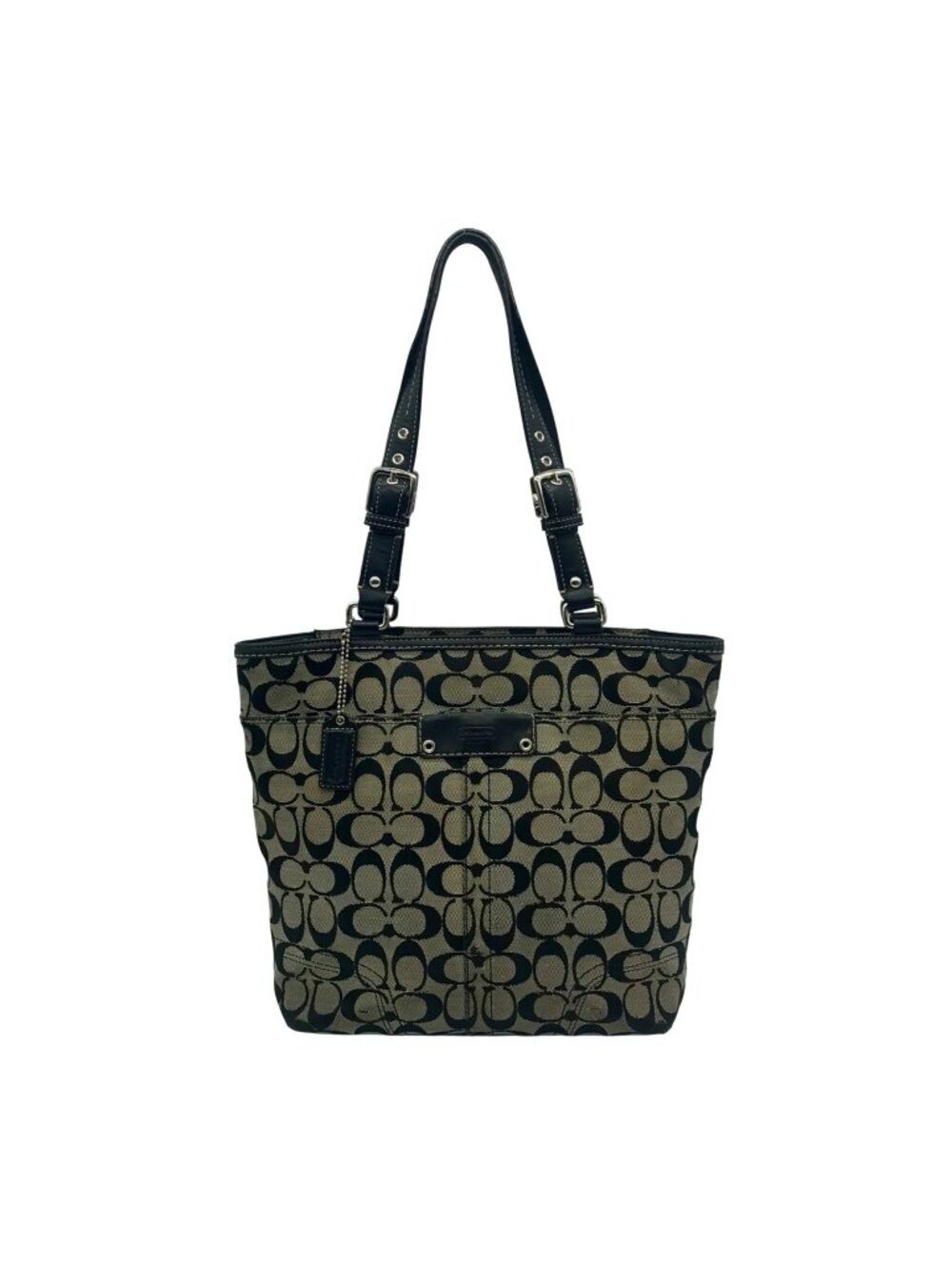 Coach Vintage Gray and Black Canvas Hamptons Shoulder Bag-F13077